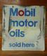 Vintage Original Mobil Motor Oils Sold Here Double Sided Metal Advertising Sign