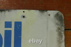 Vintage Original Mobil Motor Oils Sold Here Double Sided Metal Advertising Sign