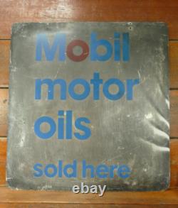 Vintage Original Mobil Motor Oils Sold Here Double Sided Metal Advertising Sign