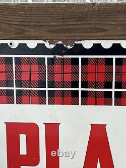 Vintage Original PLAID STAMPS Double Sided Metal SignRARE -VHTF