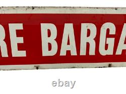 Vintage Original Painted Red/White Tire Bargains Double Sided Sign