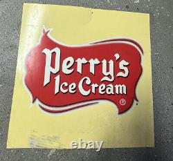 Vintage Original Perry Ice Cream Double Sided Sign Rare Only Dealers Advertising