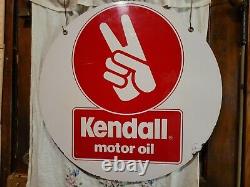 Vintage Original Porcelain Tin KENDALL 24in Double Sided Sign