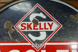 Vintage Original SKELLY TAGOLENE Motor Oil Porcelain Double Sided Sign 30