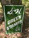 Vintage Original S&h Green Stamps Porcelain Double Sided Sign. Save As You Spend