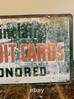 Vintage Original Sinclair Credit Cards Honored Double Sided Metal Sign