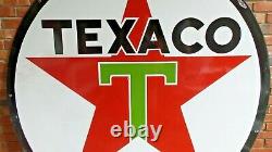 Vintage Original Texaco Double-Sided 6 ft. Porcelain Gas Station Sign Very Good