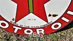 Vintage Original Texaco Green T 1930's 42 Double Sided Porcelain Sign