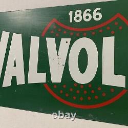 Vintage Original Valvoline Green Double-Sided Service Station Metal Rack Sign