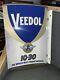 Vintage Original Veedol Flying A Motor Oil Double Sided Metal Flange Sign
