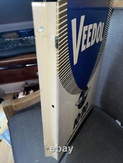 Vintage Original Veedol Flying A Motor Oil Double Sided Metal Flange Sign