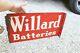 Vintage Original Willard Batteries Metal Double Sided Flange Sign Gas Oil