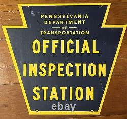 Vintage PA Dept. Of Transportation Official Inspection Station Double Sided Sign