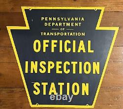Vintage PA Dept. Of Transportation Official Inspection Station Double Sided Sign
