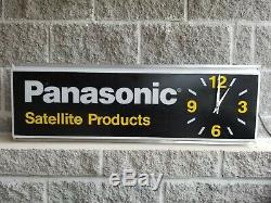 Vintage Panasonic Satellite Light Up Clock Sign Double Sided Radio Vinyl Music