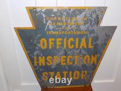 Vintage Pennsylvania Official Inspection Station Double Sided Metal Sign