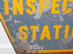 Vintage Pennsylvania Official Inspection Station Double Sided Metal Sign