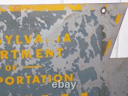 Vintage Pennsylvania Official Inspection Station Double Sided Metal Sign