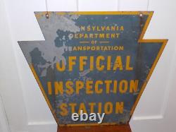 Vintage Pennsylvania Official Inspection Station Double Sided Metal Sign