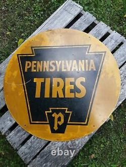 Vintage Pennsylvania Tires Sign, 30 Double Sided Tire Sign, Gas and Oil Sign