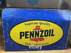 Vintage Pennzoil Gas Oil Metal Sign Double Sided Auto Service Station