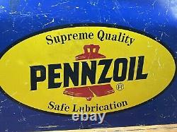 Vintage Pennzoil Gas Oil Metal Sign Double Sided Auto Service Station