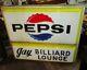Vintage Pepsi Double Sided Hanging Store Sign Billiard Lounge Schenectady Ny