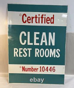 Vintage Phillips Petroleum Certified Clean Rest Room Double Sided Metal Sign