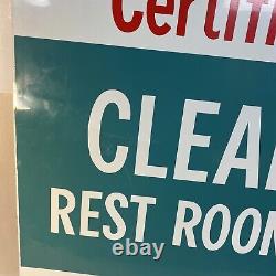 Vintage Phillips Petroleum Certified Clean Rest Room Double Sided Metal Sign