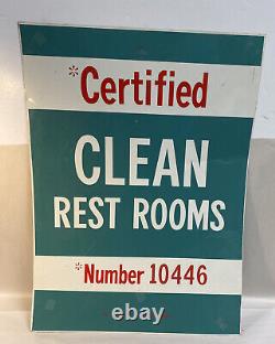 Vintage Phillips Petroleum Certified Clean Rest Room Double Sided Metal Sign