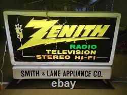 Vintage Plastic Double Sided Zenith Light Up Sign READ DESCRIPTION