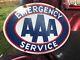 Vintage Porcelain Aaa Emergency Service Sign Double Sided