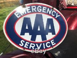 Vintage Porcelain AAA EMERGENCY SERVICE SIGN DOUBLE SIDED