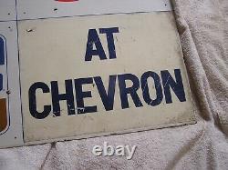 Vintage Porcelain Chevron Gas Credit Cards Advertising Sign Double Sided