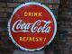 Vintage Porcelain Double Sided 29 1/2 Inches Round Coca Cola Sign Dated 1941