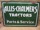 Vintage Porcelain Double Sided Allis Chalmers Tractors Dealer Sign Antique 8496