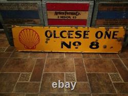 Vintage Porcelain Double Sided Shell Oil Well Lease Sign 48X 12