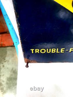Vintage Porcelain Enamel Sign Good Year Cycle Tyre Double Side With Flange 1930