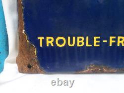 Vintage Porcelain Enamel Sign Good Year Cycle Tyre Double Side With Flange 1930