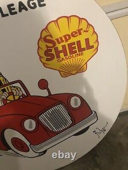 Vintage Porcelain Heavy 30 Double Sided Shell Gas And Oil Sign