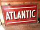 Vintage Porcelain Large Double Sided Atlantic Gas Station Sign Withframe43 X 72