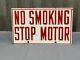 Vintage Porcelain No Smoking Stop Motor Double Sided Sign (g6)