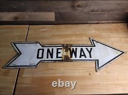 Vintage Porcelain One Way Sign Double Sided Pittsburgh