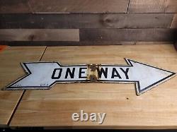 Vintage Porcelain One Way Sign Double Sided Pittsburgh