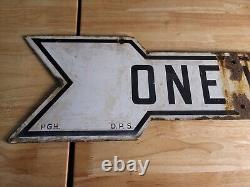 Vintage Porcelain One Way Sign Double Sided Pittsburgh