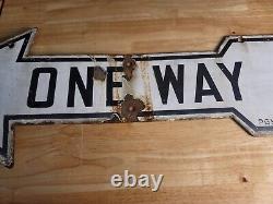 Vintage Porcelain One Way Sign Double Sided Pittsburgh