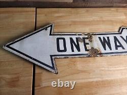 Vintage Porcelain One Way Sign Double Sided Pittsburgh