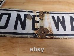 Vintage Porcelain One Way Sign Double Sided Pittsburgh