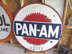 Vintage Porcelain Pan Am Oil Double Sided 42 Super Rare Version