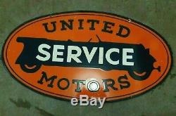 Vintage Porcelain Sign Original United Motors Service Double Sided 36